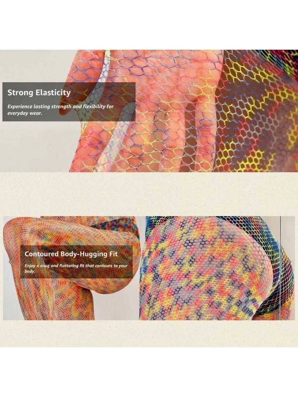 NWT Multicolor Neon Mesh Fishnet-Style Tights Pantyhose Hosiery Stockings-S/M